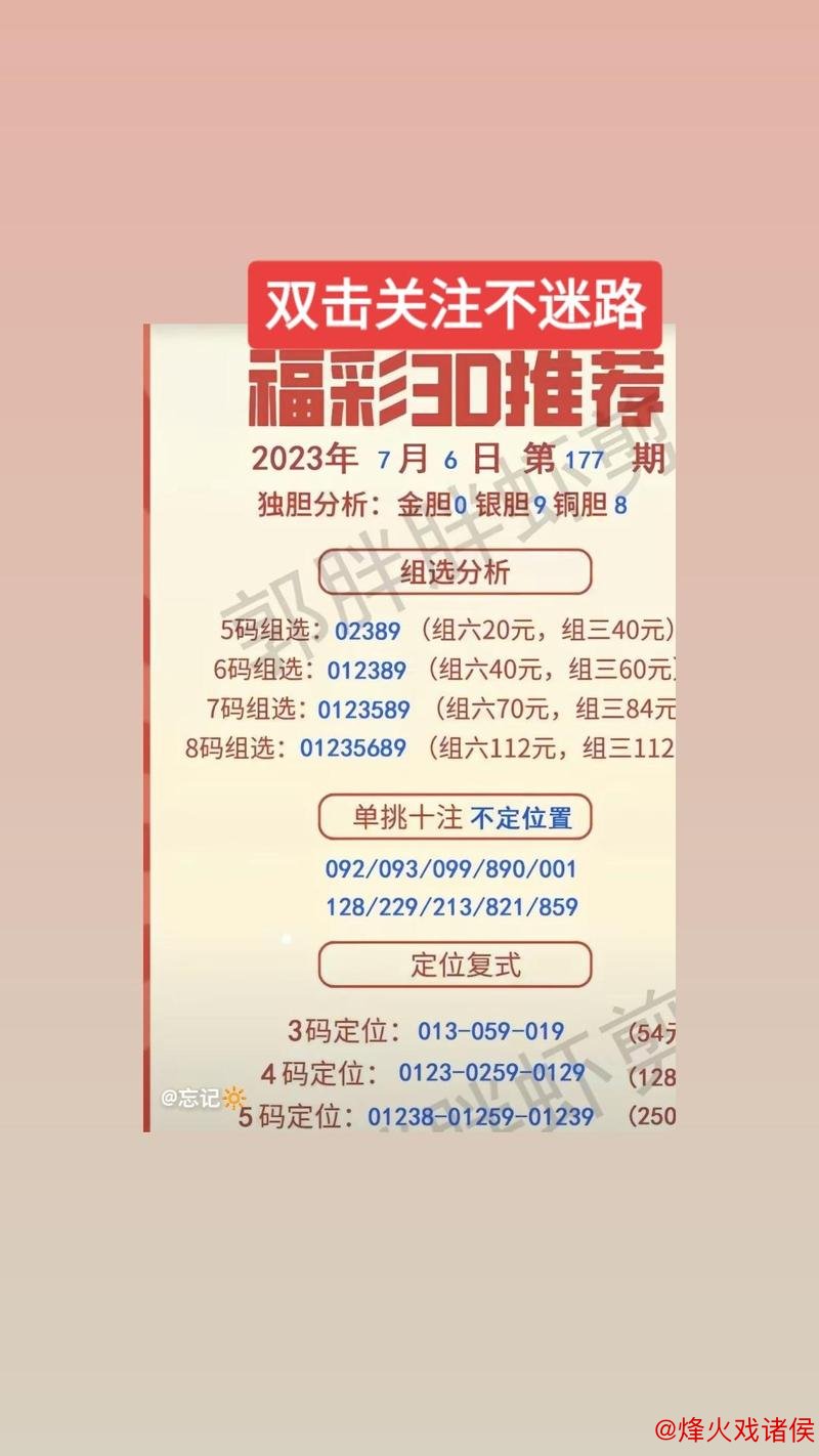 015期江明福彩3D预测：组六复式号码推荐