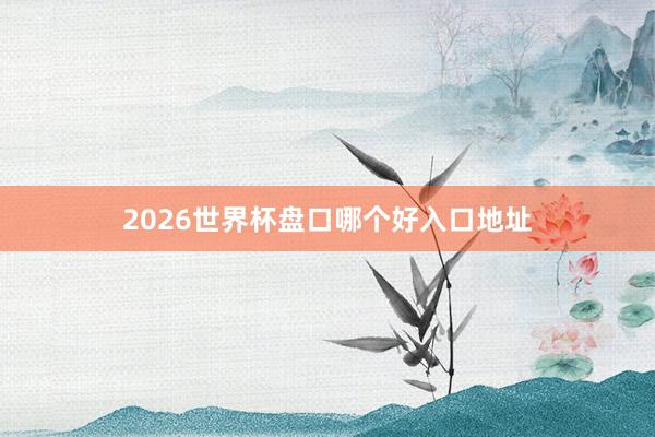 2026世界杯盘口哪个好入口地址